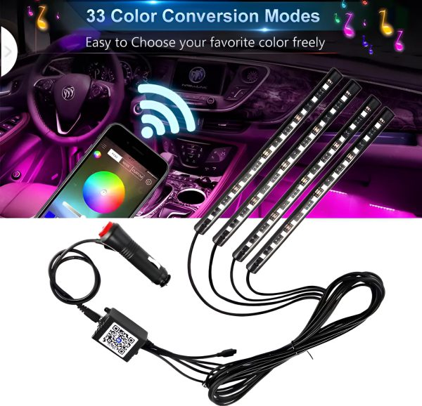 4 Strips Multi Color LED light for Bike & Car Interior Ambient Light | App Controlled - awanix.pk