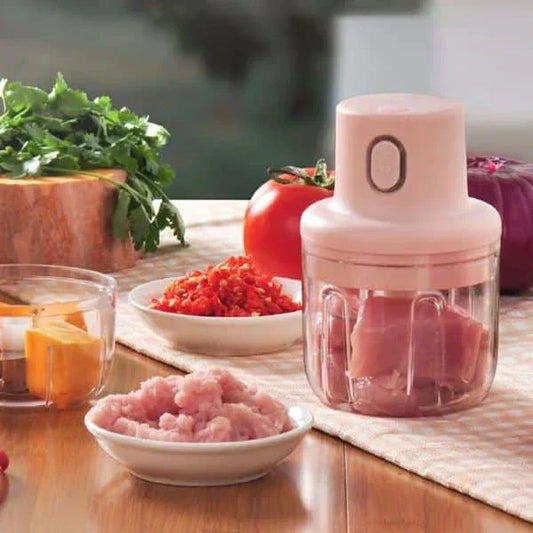 250ml Pink Usb Wireless Electric Garlic Masher Sturdy Press Mincer Vegetable - awanix.pk