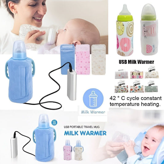 USB milk bottle warmer with 42°C constant temperature heating for baby feeders, coffee, and beverages.