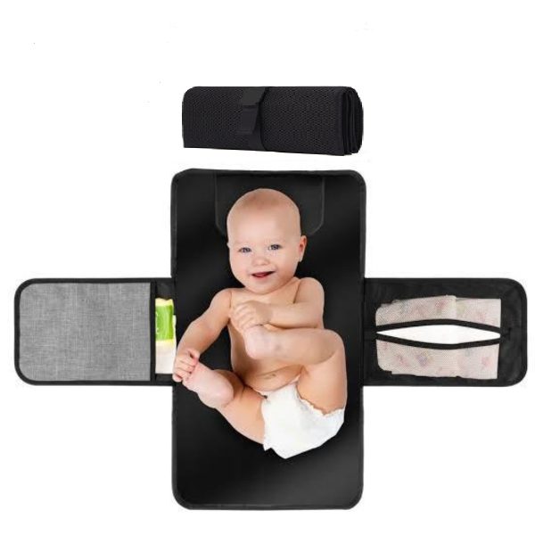 Baby Diaper Changing Mat 2 Pockets For Wipes And Pampers Waterproof Foldable Washable Sheet Portable Diaper Changing Pad – Each - awanix.pk