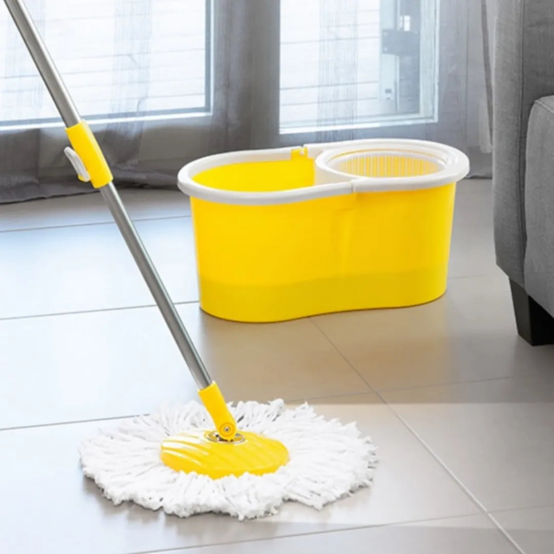 Spin Mop with Bucket Set - 360° Rotating Microfiber Mop Head with Easy Wringing System | Best Magic Mop Price in Pakistan | Floor Cleaning System for Tiles & Hardwood
