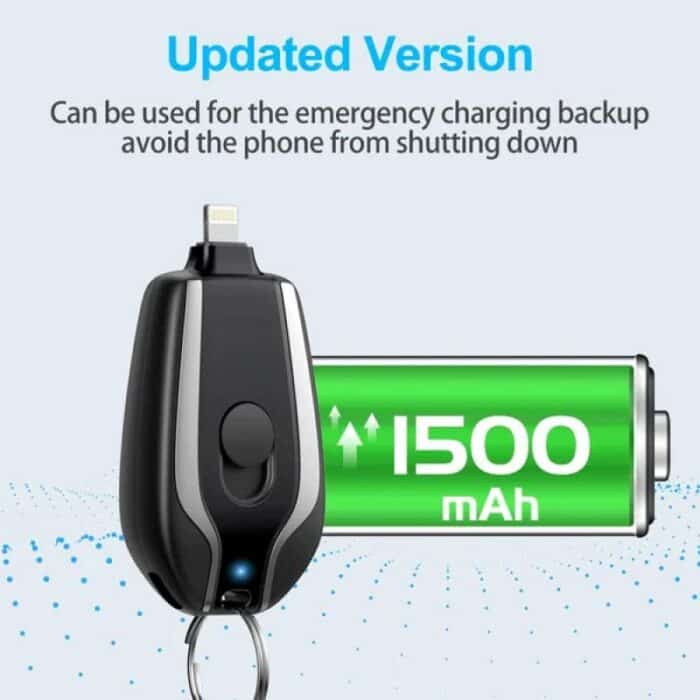 Ultra-Compact 1500mAh Keychain Emergency Charger with Fast Type-C Charging and Backup Power Bank for Android and Lightning Devices - awanix.pk