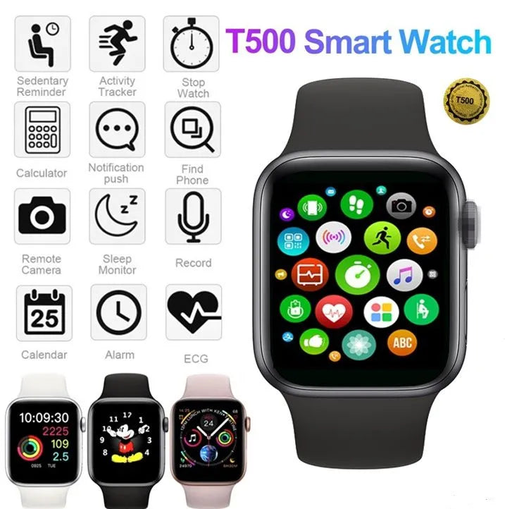 T500 Bluetooth Smartwatch for Men & Women - Fitness Tracker with Call Function, Heart Rate/Sleep Monitor, 1.4" HD Touchscreen, IP68 Waterproof, Compatible with Android iOS Smartphones