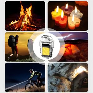 Transparent Bright Cob Led Flashlight With Arc Plasma Beam Electric Lighter (random Color) - awanix.pk