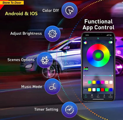 4 Strips Multi Color LED light for Bike & Car Interior Ambient Light | App Controlled - awanix.pk