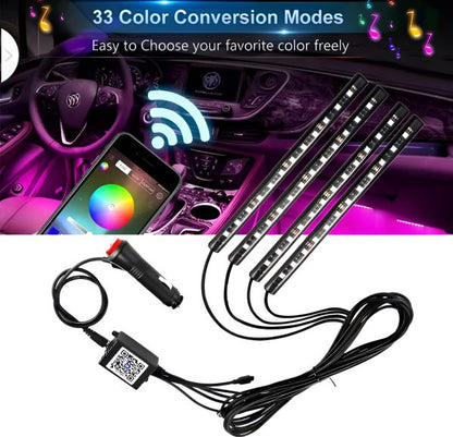 4 Strips Multi Color LED light for Bike & Car Interior Ambient Light | App Controlled - awanix.pk