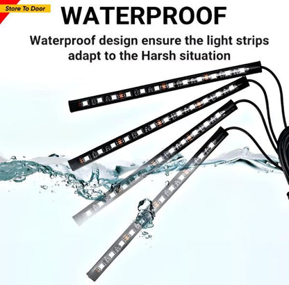 4 Strips Multi Color LED light for Bike & Car Interior Ambient Light | App Controlled - awanix.pk