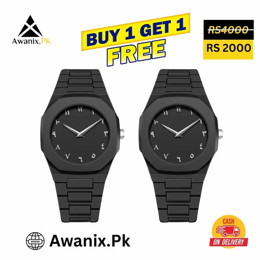 BUY 1 GET 1 FREE Full Black Aura Watch Full BLACK AURA Quartz Watch – Lightweight Design,Premium Qulity & Finish - Best Quality Analog Watch For Boys - Watch For Men