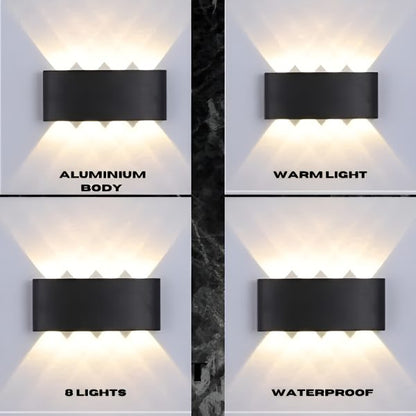8 Way 8 Side Outdoor Waterproof Wall Light, Fancy Led Light For Wall, Aluminium Ip65 Waterproof Outdoor Wall Lamps – 8 Watts - awanix.pk