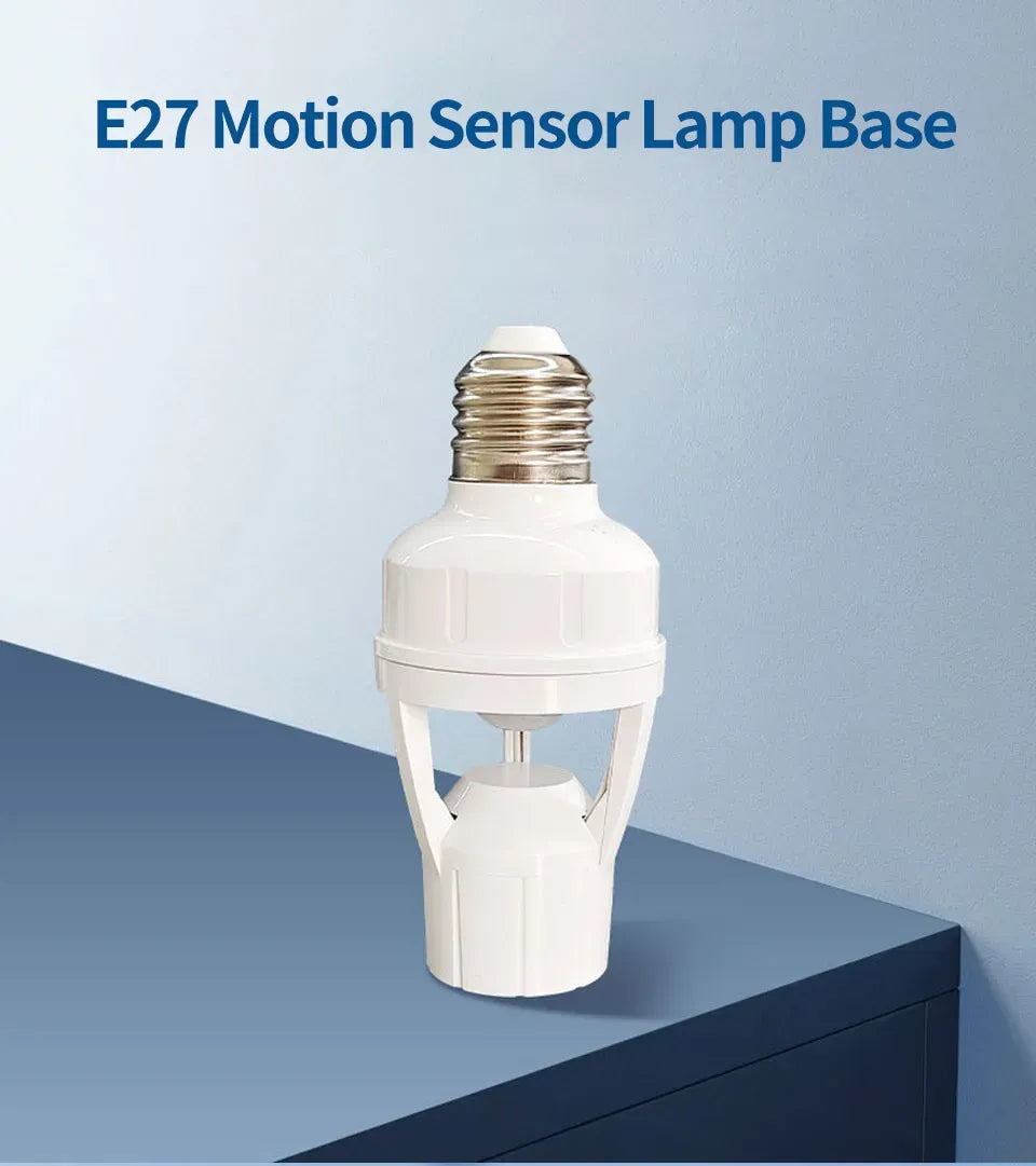 E27 Infrared Motion Sensor Light Socket - Hardwired Auto On/Off Switch for Porch, Garden, Stairs