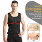 Black men's neoprene body shaper vest for waist training and slimming.


