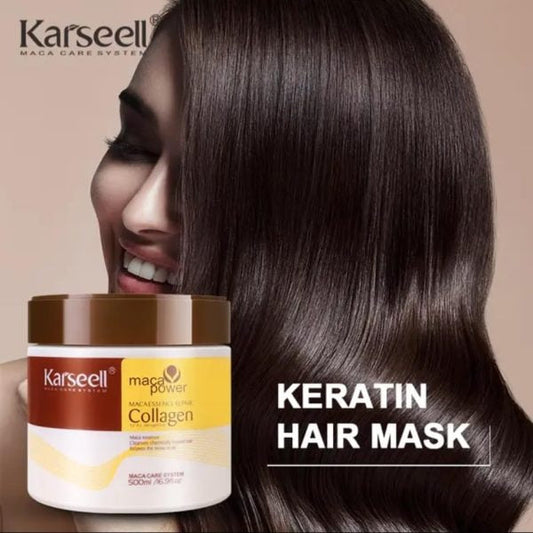 Karseell hair mask 500gm with collagen, argan oil and coconut for deep conditioning and hair repair treatment.