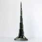 9 inch tall metal Burj Khalifa model on display shelf for home decor.