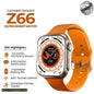 Z66 Ultra Watch 8 Series (45mm) – Premium Bluetooth Calling Smartwatch with Ocean Silicone Strap, 100+ Sports Modes, IP68 Waterproof, Heart Rate/SpO2 Monitor – Best Budget Sport Watch for Men & Women