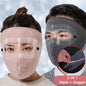 Winter windproof full face mask with anti-fog goggles for cycling and skiing.

