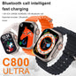 C800 Ultra Smart Watch for Men & Women - 1.95'' HD Touchscreen, Bluetooth Calling