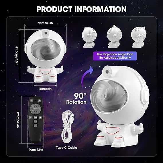 Astronaut Star Projector, Kids Night Light, Nebula Projector Light. Galaxy Bedroom Projector, - awanix.pk