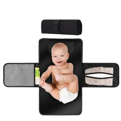 Baby Diaper Changing Mat 2 Pockets For Wipes And Pampers Waterproof Foldable Washable Sheet Portable Diaper Changing Pad – Each - awanix.pk
