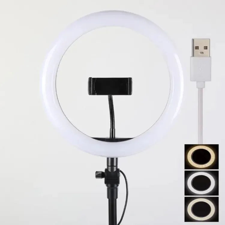 26CM Selfie Ring Light with Phone Holder - 3 Color Dimmable LED Ring Light for Makeup, YouTube, TikTok Videos | Portable Studio Lighting for Phone Photography