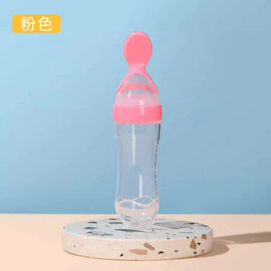 New Born Baby'S Squeeze Feeding Silicon Bottle Spoon Feeder - awanix.pk