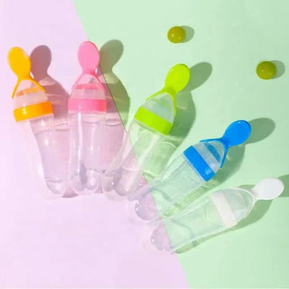 New Born Baby'S Squeeze Feeding Silicon Bottle Spoon Feeder - awanix.pk