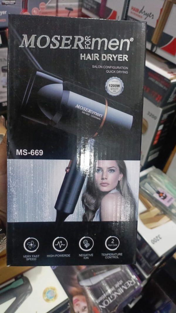 Mosermen 1200w Hair Dryer | Fast Drying, Stylish Design For Men And Women Hot And Cold Ms-669 - awanix.pk