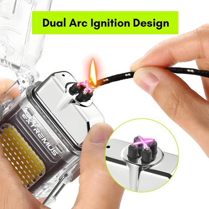 Transparent Bright Cob Led Flashlight With Arc Plasma Beam Electric Lighter (random Color) - awanix.pk