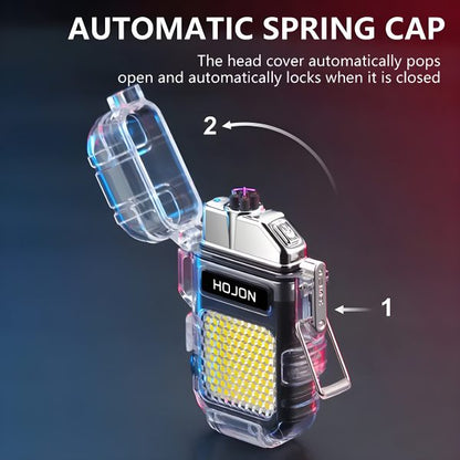 Transparent Bright Cob Led Flashlight With Arc Plasma Beam Electric Lighter (random Color) - awanix.pk