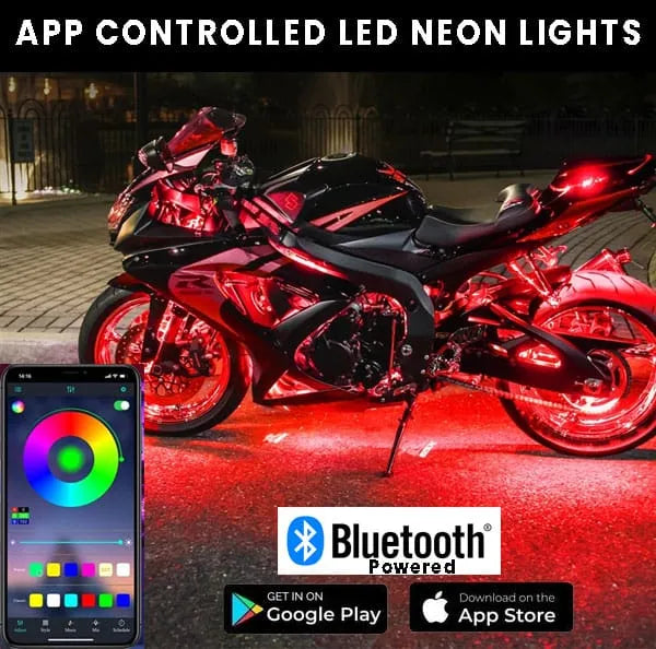 4 Strips Multi Color LED light for Bike & Car Interior Ambient Light | App Controlled - awanix.pk